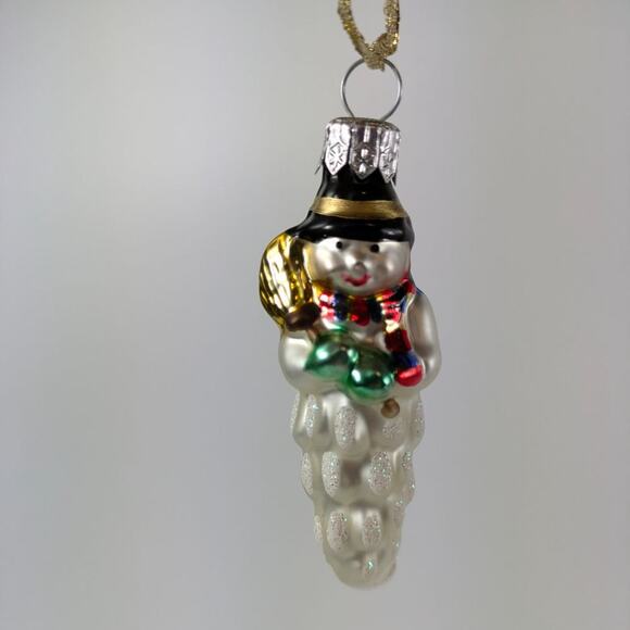 Mouthblown Christmas Ornaments 2.5" Set 4 Snowman Tree Santa Claus Holiday Decor - Picture 11 of 16